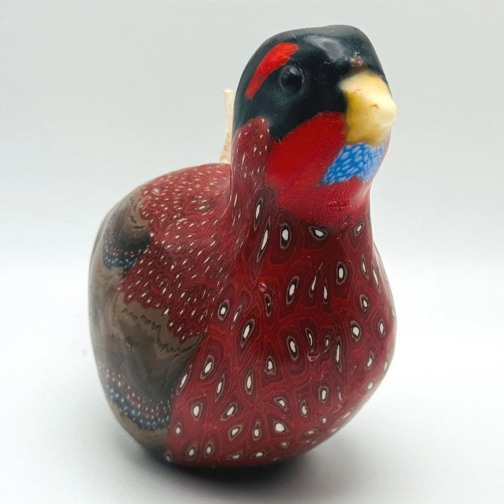 Vintage Hand Painted Pheasant Wax Candle Game Bird Figurine Hunting Cabin Decor